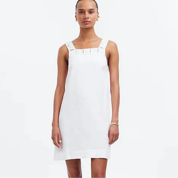 Madewell Embroidered Tank Mini Dress in Linen Size 12 - Picture 2 of 5